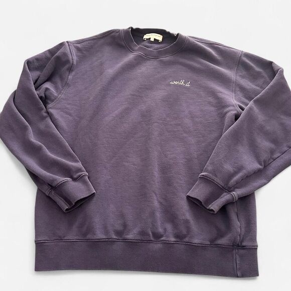 Maison Labiche Blue “Worth It” Crewneck | French Minimalist / Soft Grunge Luxe S - Picture 2 of 6